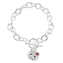 Hello Kitty Silver Red Rhinestone Link Bracelet