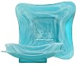 Colorful Recycled Art Glass Large Aqua Blue Wing Bowl 14"D, 3"H