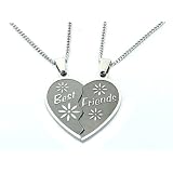 Bestfriends Forever Heart Pendant Necklace Stainless Steel Rolo Chain Best Friends Pair Chain Necklace