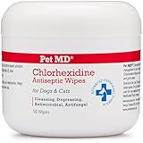Pet MD - Chlorhexidine Wipes with Ketoconazole and Aloe for Cats and Dogs - 50 Count