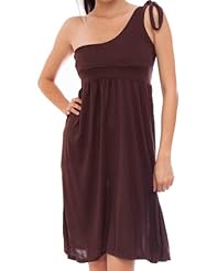 One Shoulder Polyester  Dress With a Ribbon 