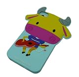 HJX Sky Blue Cow iPhone 4/4S Cute 3D Cartoon Music Animal Series Silicone Soft Rubber Case Protective Cover for Apple Iphone 4 4G 4S