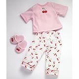 Cherry Dreams Doll Pajamas and Slippers, New, Fits 18 American Girl