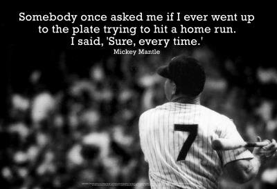 Mickey Mantle Home Run Quote Sports Poster - 13x19