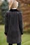 Women's Button Front Shearling Coat with Leather Accents, 364 CHARCOAL GRAY, Size 12