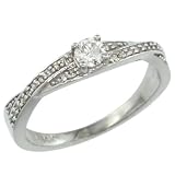 14k White Gold Diamond Engagment Ring w 0.26 Carat Brilliant Cut ( H-I Color; VS2-SI1 Clarity ) Diamonds - 1 8 in. (3.5mm) wide - size 5.5