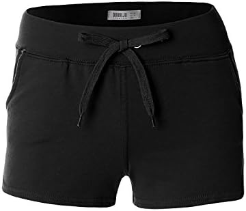Doublju Womens Active Wear Traning Pants Trousers Gym Wear BLACK Short Pants,Small,S