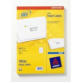 Avery Quick DRY Addressing Labels Inkjet 10 per Sheet 99.1x57.0mm White Ref J8173-25 [250 Labels]