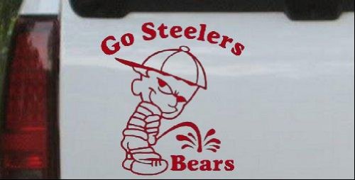 6in X 5.7in Red -- Go Steelers Pee On Bears Car Window Wall Laptop Decal Sticker