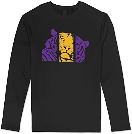 100% Cotton Men's LSU Purple And Gold Tiger T Shirt Long Sleeve