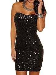 Bandeau Neck Polyester Cocktail Sequined Club Dress/Party Dress 