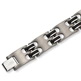 Chisel Black Rubber Brushed and Polished Titanium Bracelet - 9 Inches