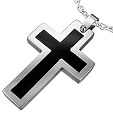 Urban Male Mens Cross Stainless Steel & Black Resin With Chain