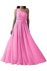 Modest One Shoulder Chiffon Natural   Waistline Crystals Crystal Bridesmaid Dress/Pageant Dress/Prom Dress 