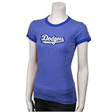 L.A. Dodgers Royal Blue Ladies Swarovski Crystal Ringer T-shirt