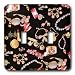 Lee Hiller Designs General Themes - Fashion Glamour Print Lipstick, Jewelry and Sunglasses on Black - Light Switch Covers - double toggle switch