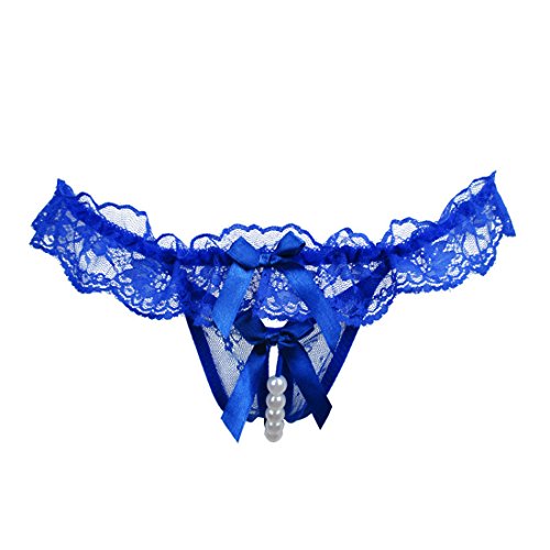 Meily(TM) Lady Lace Open Crotch Thong Mesh Pearl Massage