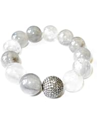 Sterling Silver 4.05ct Diamond Beaded Cord Bracelet Fashion Jewelry