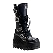 4 3/4 Inch Womens Wedge Gothic Boots Buckles Platform Boots Black