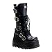 4 3/4 Inch Womens Wedge Gothic Boots Buckles Platform Boots Black