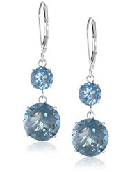 14k White Gold and Gemstone (6-10 mm) Double Drop Earrings