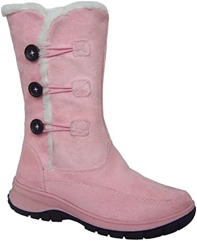 Cold Front Women's Chloe Pink Button Up Winter Snow Boots (7 M, Pink)