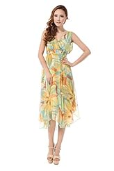 Sexy V-neck Elasticized Empire   Waistline Sleeveless Chiffon/Tulle Midi Dress 