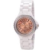 Scorva Womens Ceramic White Watch Swiss Movement Date Display One Hundred Ninety Seven Genuine (197) Diamonds, Exclusive To Amazon.Com. Perfect Gift For Christmas Life Time Warranty Diamond Setting, Blanca Charmane STP1033