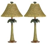 Review Jed Mart 37989 / 1 Pair 2 Palm Tree Rattan Table Living Room Lamp Lighting Lights