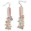 Sterling Silver Carved Conch Shell and Pink Shell Dangle Earrings by Sajen