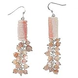 Sterling Silver Carved Conch Shell and Pink Shell Dangle Earrings by Sajen