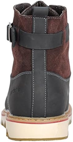 Serene Mens Buckle Lace Up Leather With Suede Boots Shoes(7.5 D(M)US, Black)