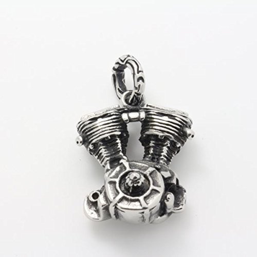 Rainy Jewel : Biker 110 Anniversary Mens Motorbike Style Engine Silver 316L Stainless Steel Necklace Chain Charm Pendant Motor Shape