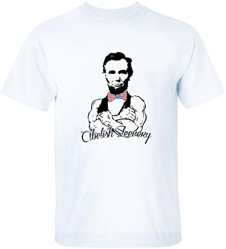 BBUYUXI Abe Lincoln Abolish Sleevery Tank Top Men's Crew Neck T Shirt white M
