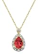 10k Yellow Gold, July Birthstone, Lab-Created Ruby and Diamond Pear Shaped Pendant
