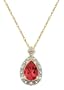 10k Yellow Gold, July Birthstone, Lab-Created Ruby and Diamond Pear Shaped Pendant