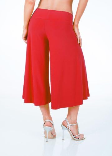 Stretch Gaucho Pants with Banded Waist from Hot Fash Pants - SALEEN Red