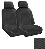 Set of 2 Universal Fit Low Back Scottsdale Pattern Front Bucket Seat Cover - Charcoal
