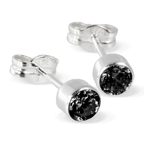Produkt-Bild: SilberDream Ohrringe Zirkonia schwarz 925 Sterling Silber Ohrstecker SDO503S