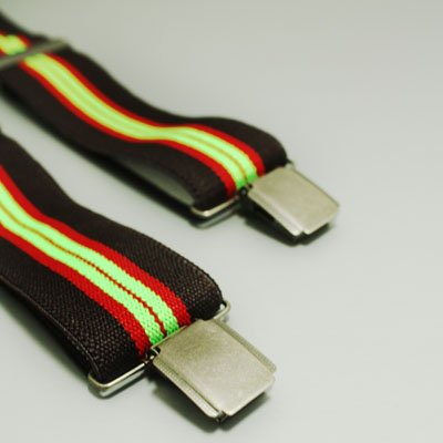 Classic Men's green red black Suspenders for work X-Back genuine Leather Adjustable for sizes SP1006