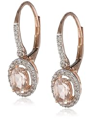 10K Rose Gold Morganite and Diamond Leverback Earrings (.2 Cttw, G-H Color, I1-I2 Clarity)