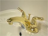 Elements of Design EB622 Twin Lever Handles 4 Centerset Bathroom Faucet with Pop-Up, Polished Brass