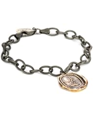 Pyrrha "talisman" Bronze Cherub Of Hope Heavy Cable Charm Bracelet