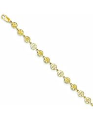 Genuine 14K Yellow Gold Flower & Turtle Circles Bracelet 7.5 Inches 5 Grams Of Gold 100% Satisfaction Guaranteed.
