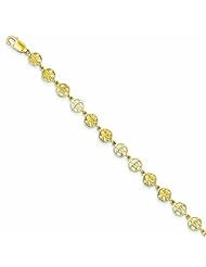14K Gold Flower & Turtle Circles Bracelet 7.5 Inches