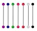 7 Bright Neon Uv color ball's Red, Pink, Green, Purple, Blue, Black, White Stainless Steel Industrial Straight Barbell barbells 14g 1-3/8"