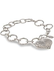 Sterling Silver Diamond-Cut Fine Pattern Puff Heart Bracelet, 7.5"