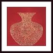 Art Poster Wood Framed Print - Red Vase - Artist: Gillette- Poster Size: 23 X 23