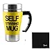 Tera 350ml HOT Stainless Plain Lazy Self Stirring Mug Auto Mixing Tea Coffee Cup Yellow Office Home Gift Novelty with Tera Dust Cloth