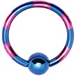 16 Gauge Blue Purple Striped Titanium Captive Ring